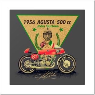 Vintage 1956 Agusta 500cc Motorcycle Winner Isle of Man Manx Grand Prix by MotorManiac Posters and Art